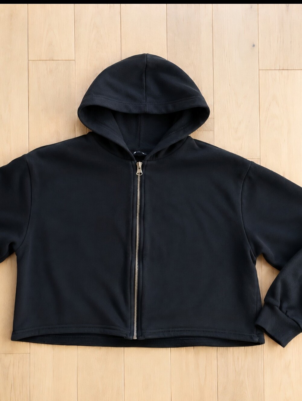 Kids Black Cropped Zipup Hoodie - Size Large